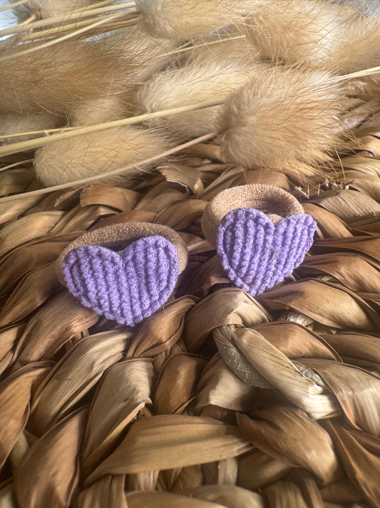 Elastiekjes corduroy hartjes (5 kleuren)