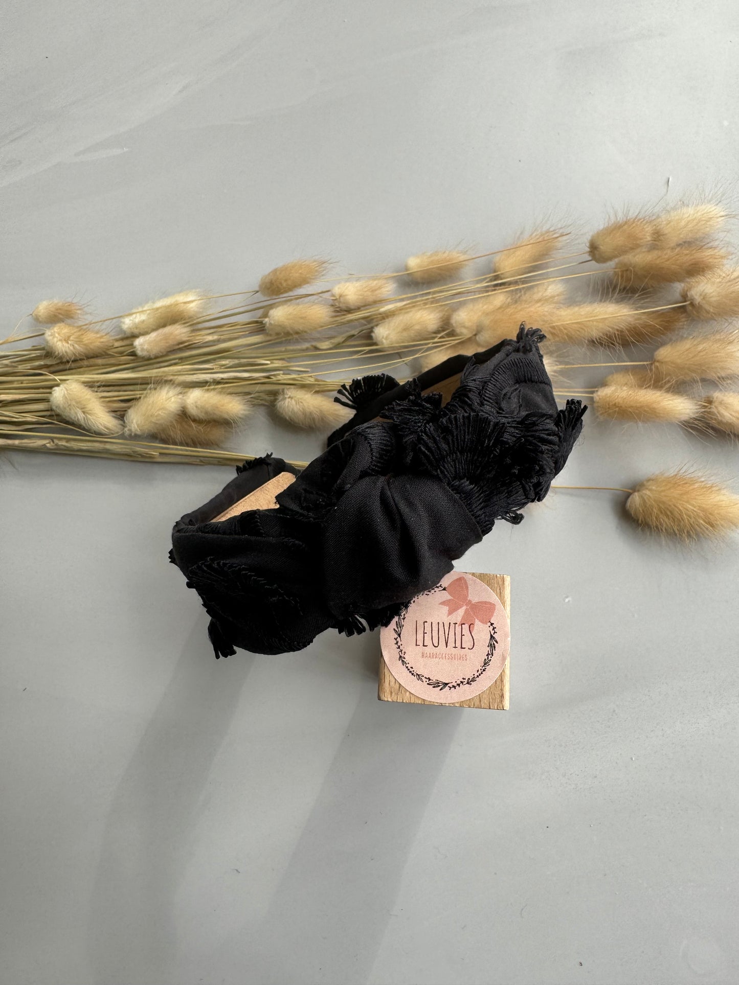 Topknot knoophaarband broderie borduurwerk zwart blauw geel creme wit