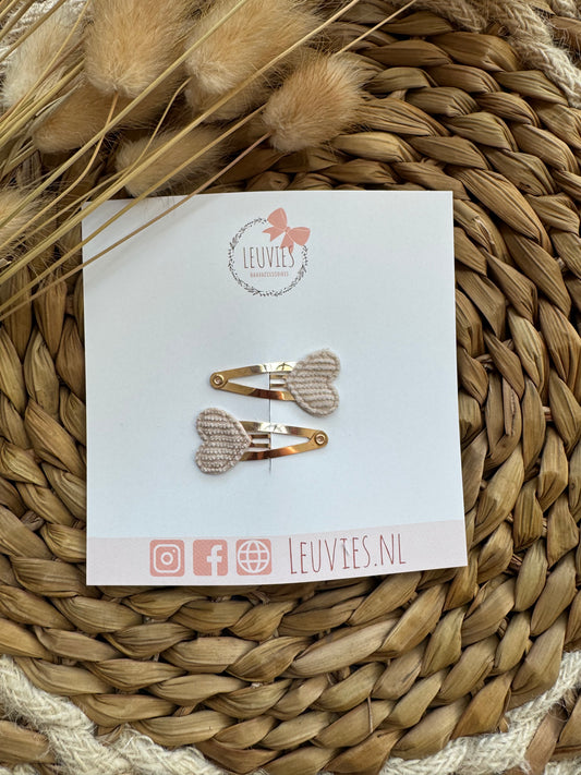 Klikklak speldjes corduroy hartjes