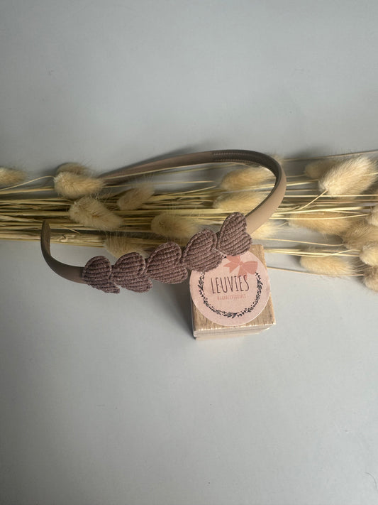 Diadeem corduroy hartjes (5 kleuren)