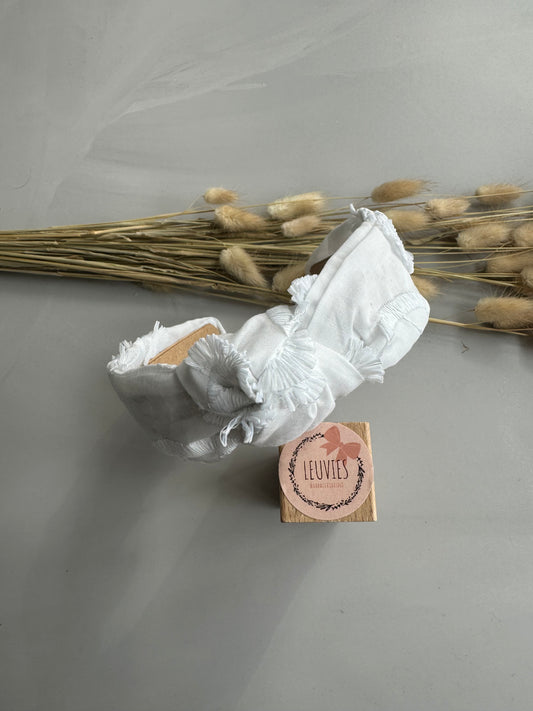 Topknot knoophaarband broderie borduurwerk zwart blauw geel creme wit