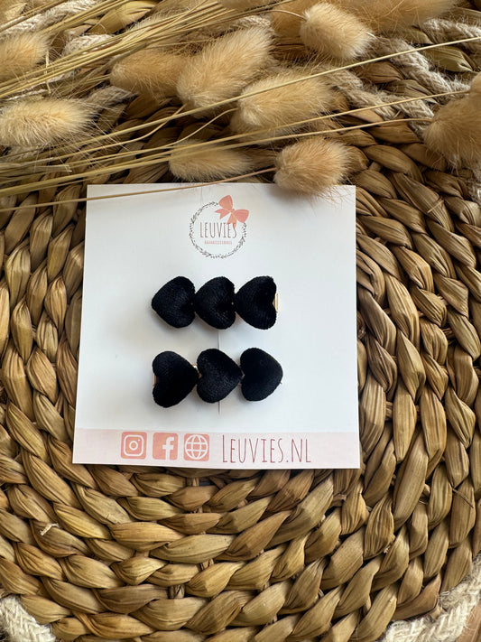 Alligatorclip velvet hart (meerdere varianten)