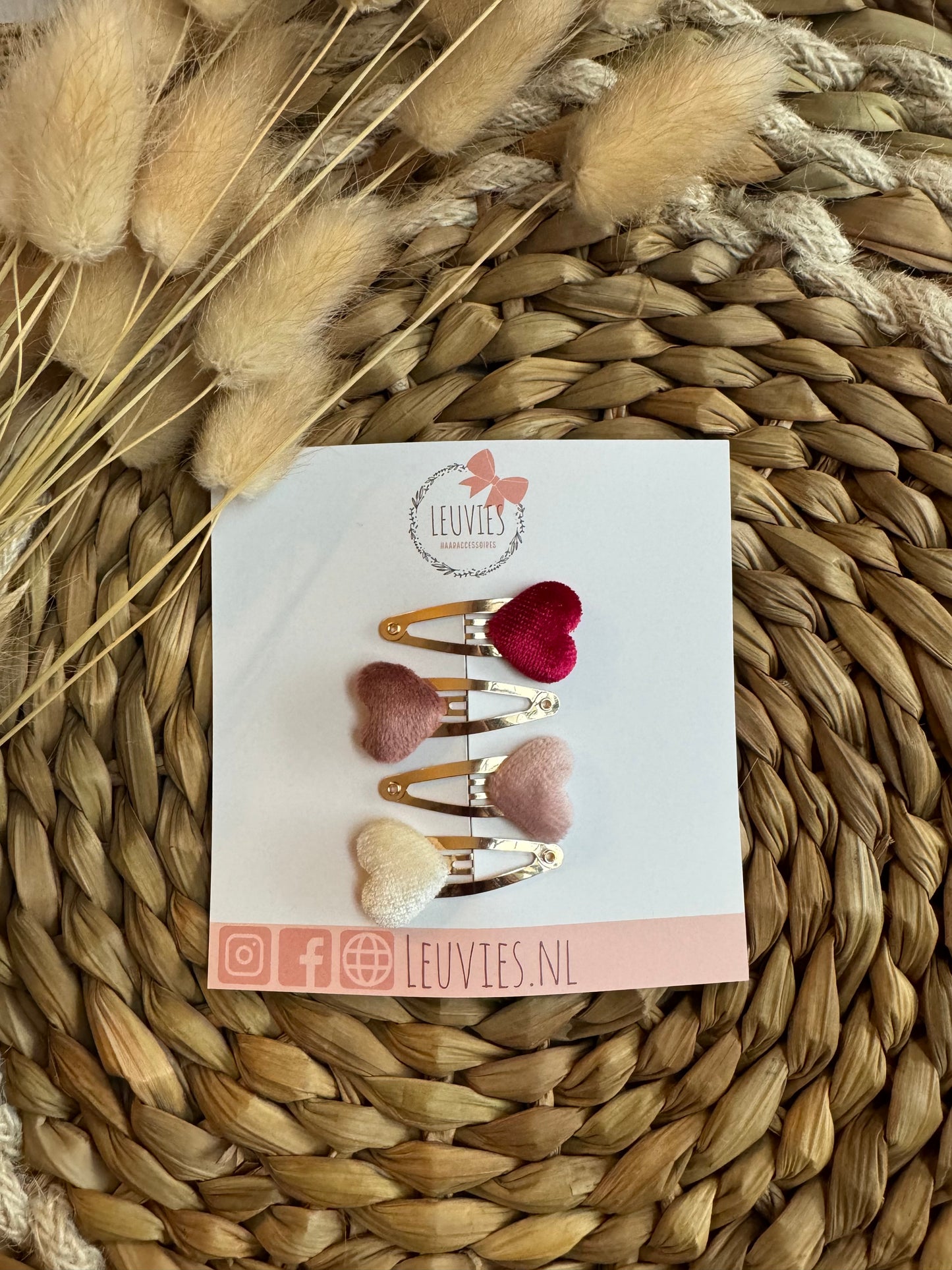 Klikklak velvet hartjes (3 varianten)