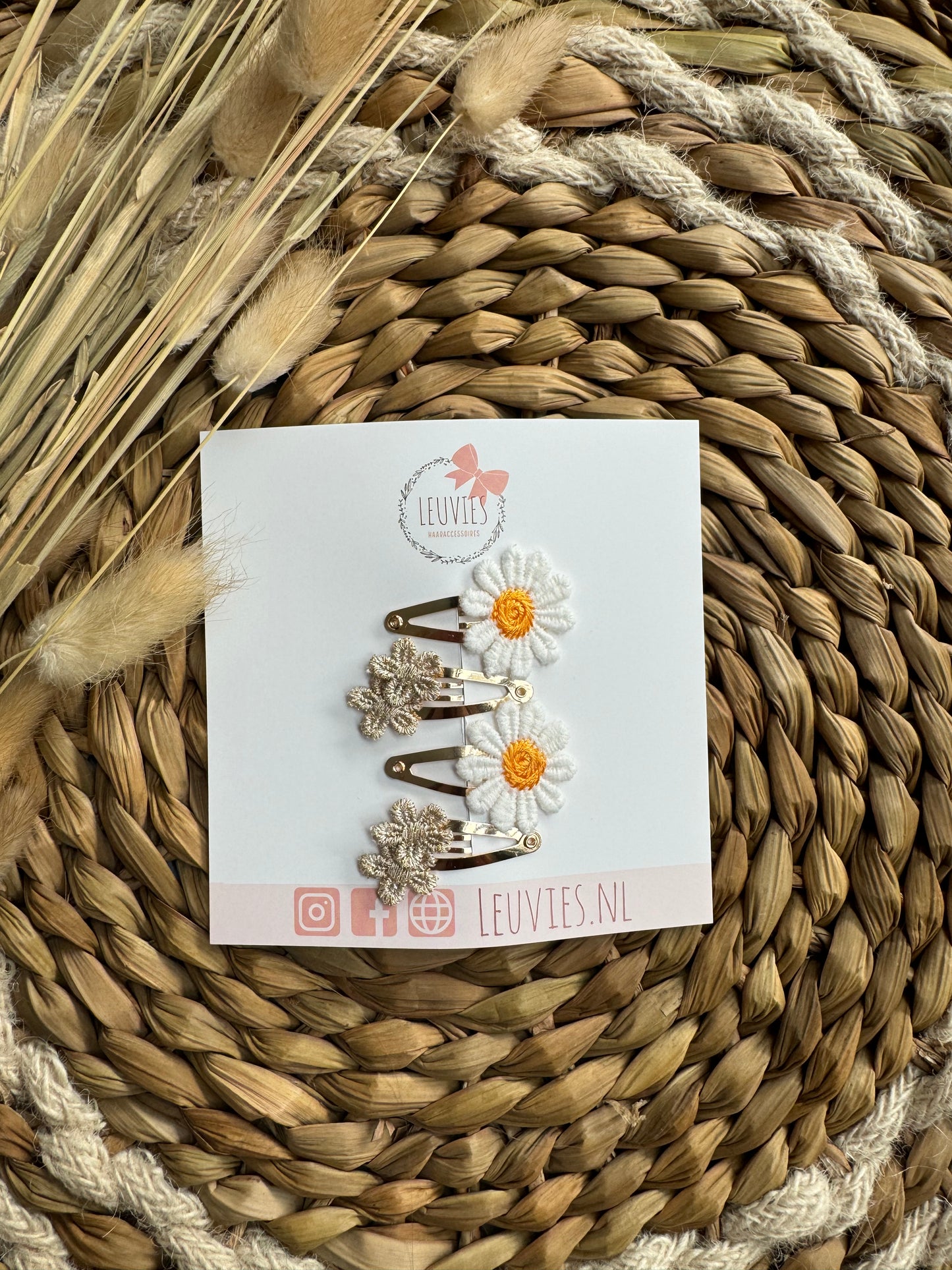 klikklak haarspeldjes speldjes klein bloemetjes neutraal daisy madelief