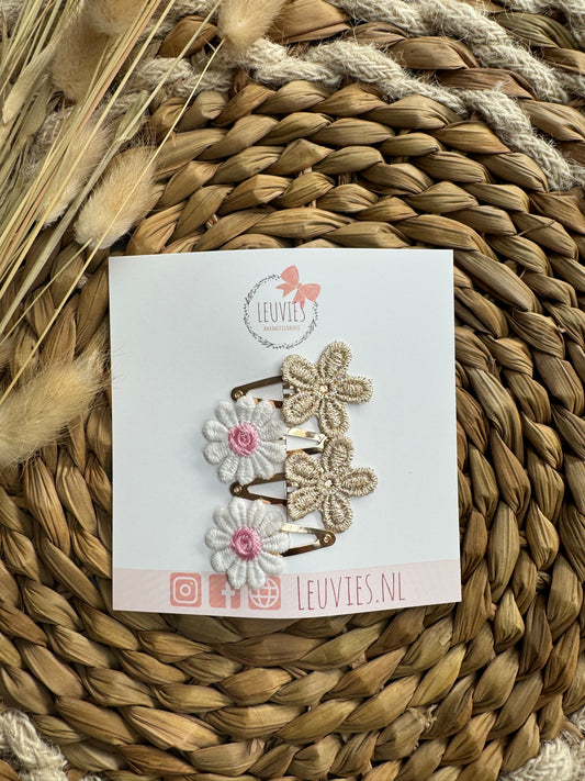 klikklak haarspeldjes speldjes klein bloemetjes neutraal daisy madelief