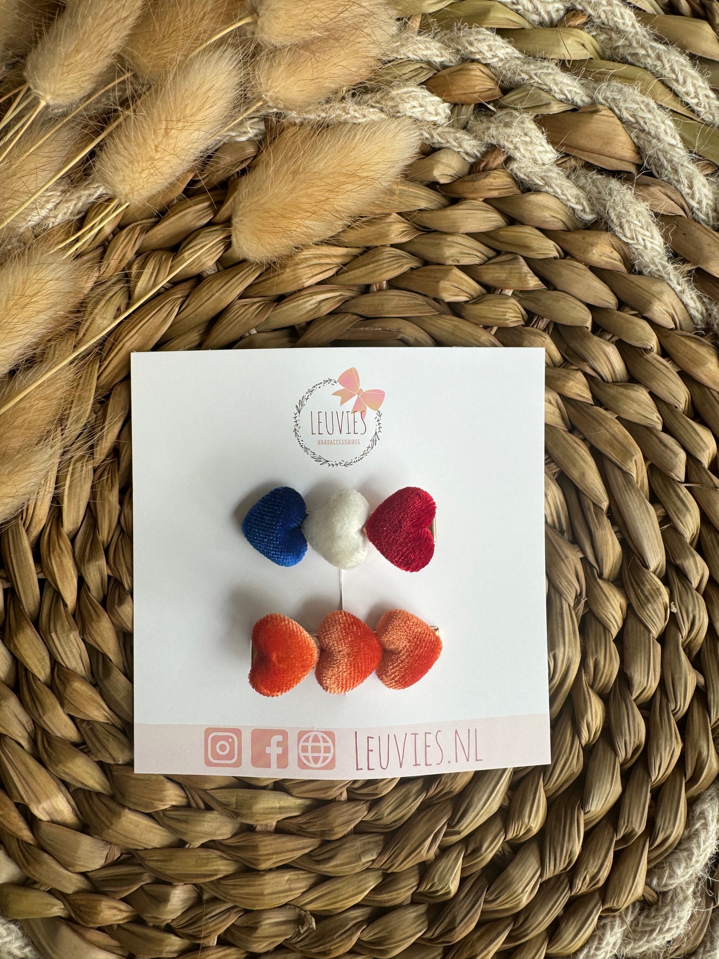 alligatorclips hartjes haarspeldjes rood wit blauw oranje koningsdag