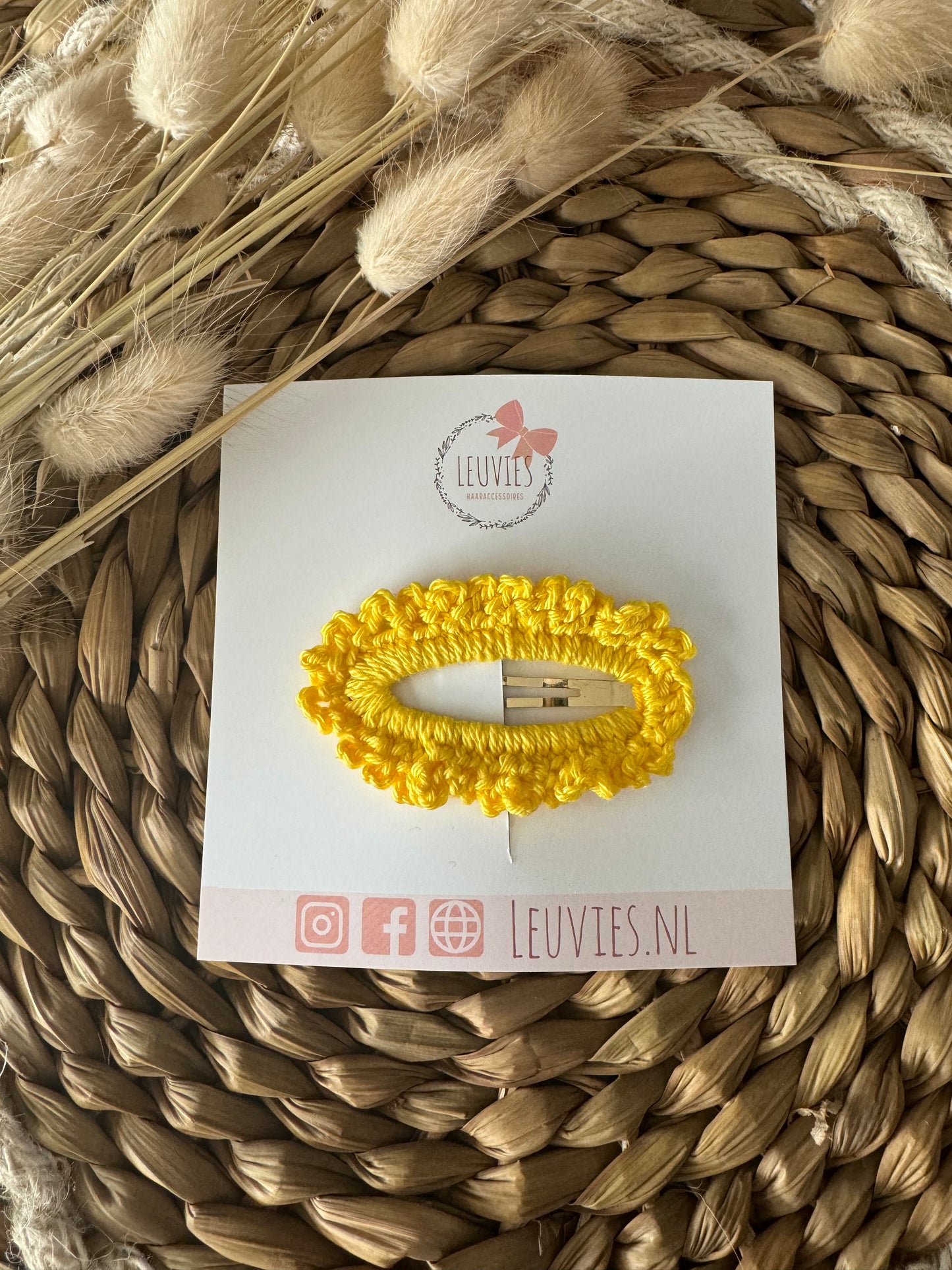 gehaakte handgemaakt klikklak speldjes wol bloem haarspeldje