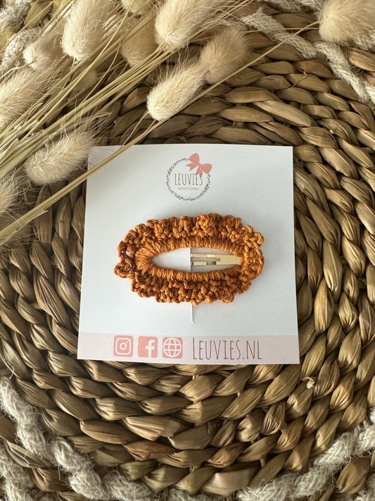 gehaakte handgemaakt klikklak speldjes wol bloem haarspeldje