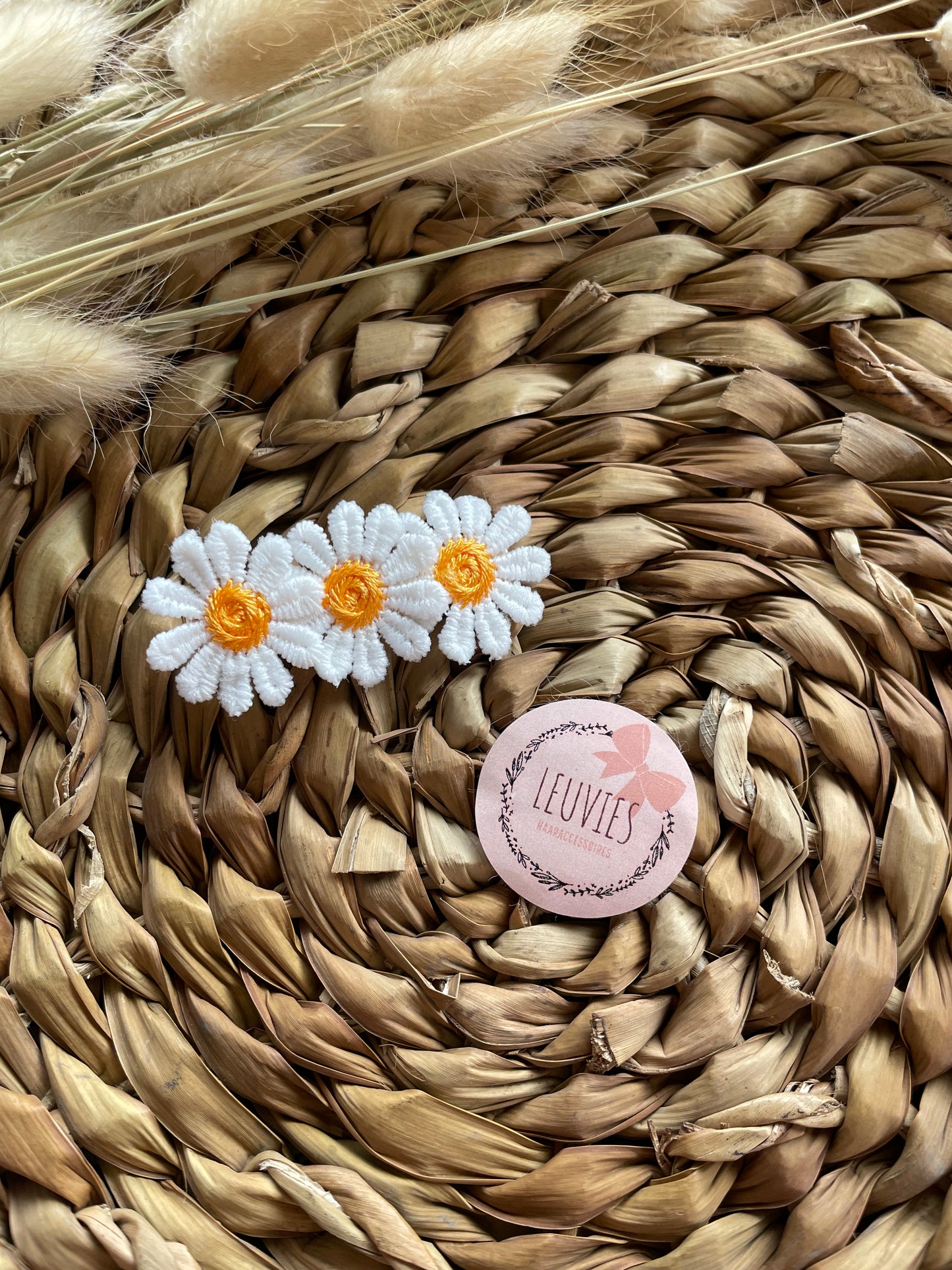 alligatorclip 5cm bloem daisy wit oranje