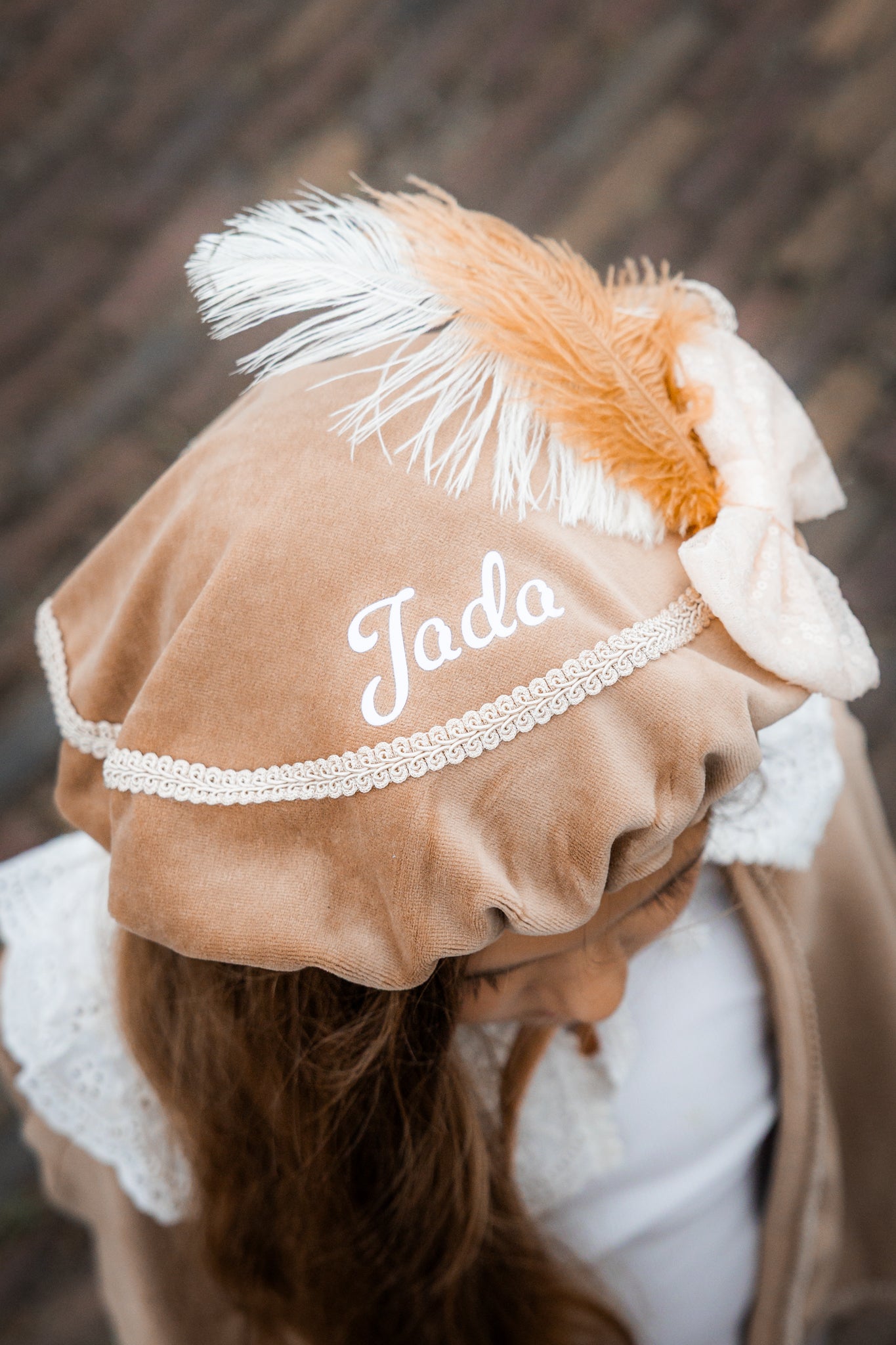(gepersonaliseerde) pietenmuts beige met strik