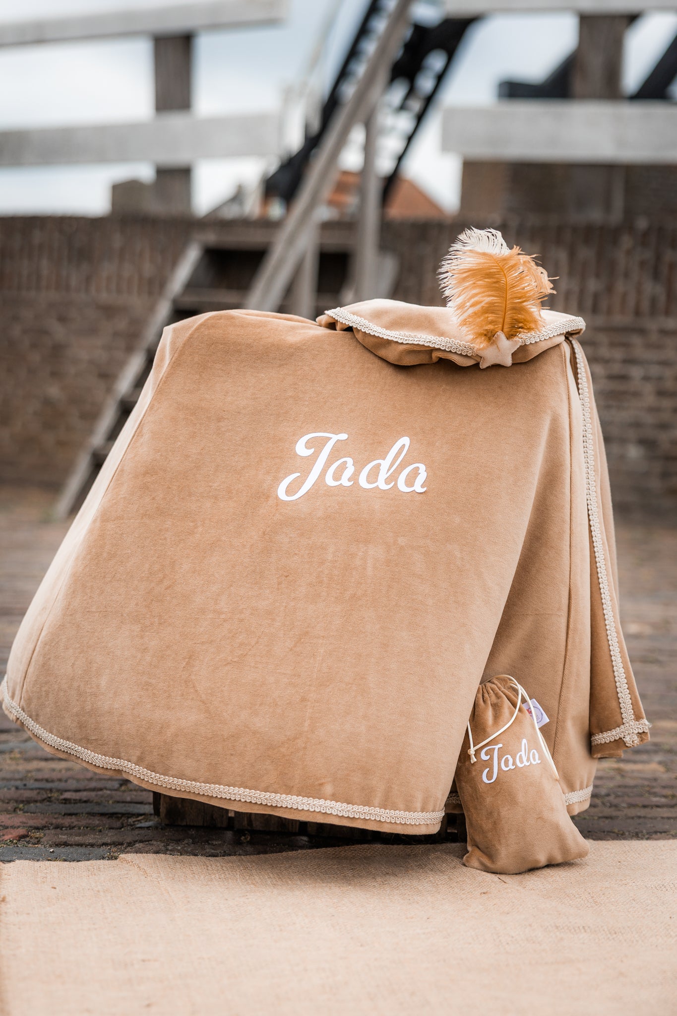 Luxe pieten piet verkleedset pietenmuts pietencape pepernotenzakje met naam gepersonaliseerd