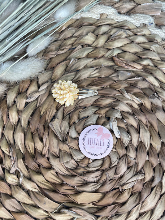 klikklak speldjes haarspeldjes nora bloem leren bloemen geel