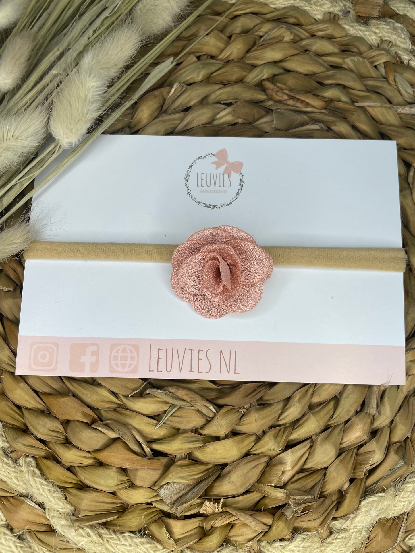 babyhaarbandje rose nylon haarbandje oudroze