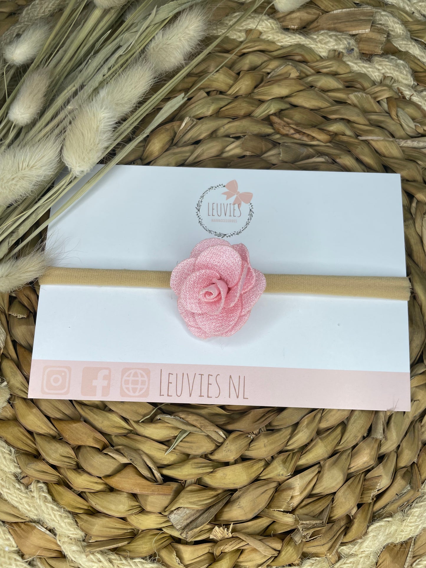 babyhaarbandje rose nylon haarbandje lichtroze