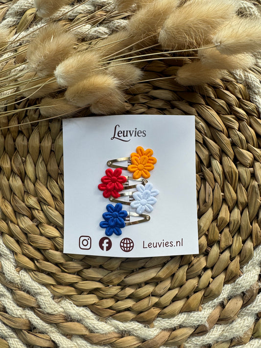 Klikklak speldjes bloemetjes koningsdag