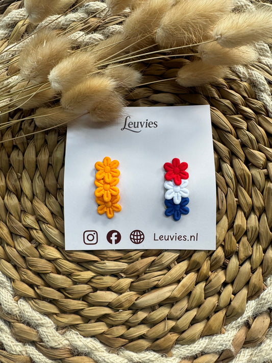 Antislip haarspeldjes bloemetjes koningsdag