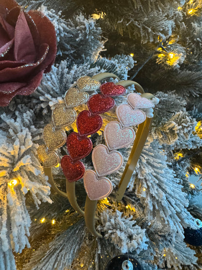 diadeem glitter kerst hart hartjes goud rood roze haarband haarbandje