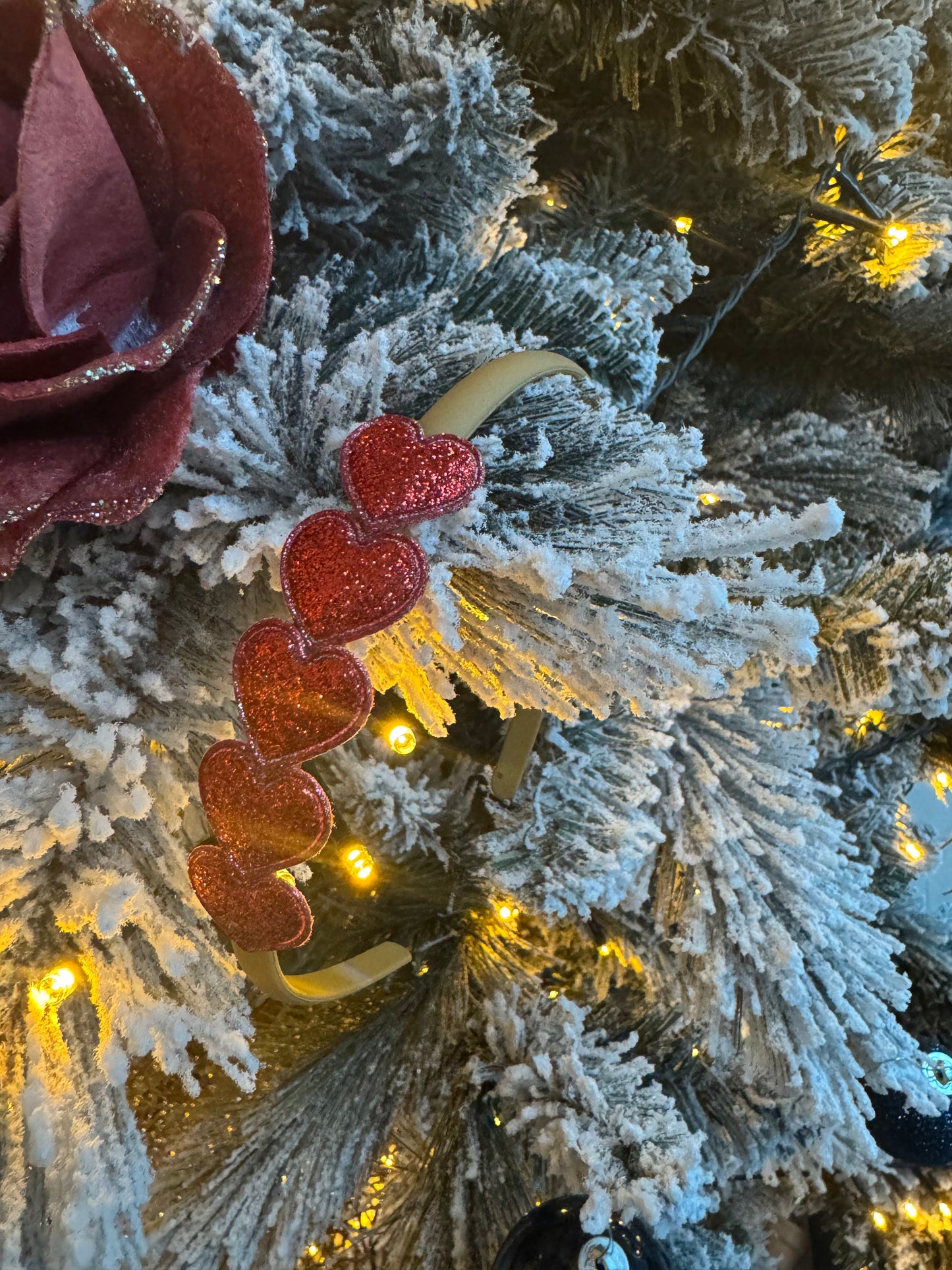 diadeem glitter kerst hart hartjes goud rood roze haarband haarbandje