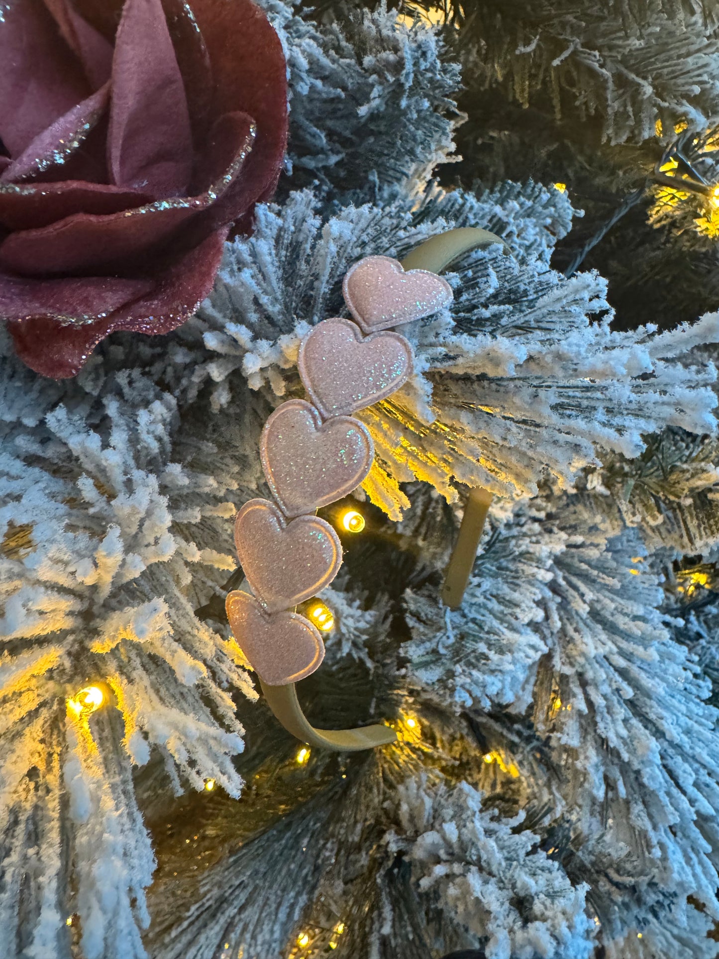 diadeem glitter kerst hart hartjes goud rood roze haarband haarbandje