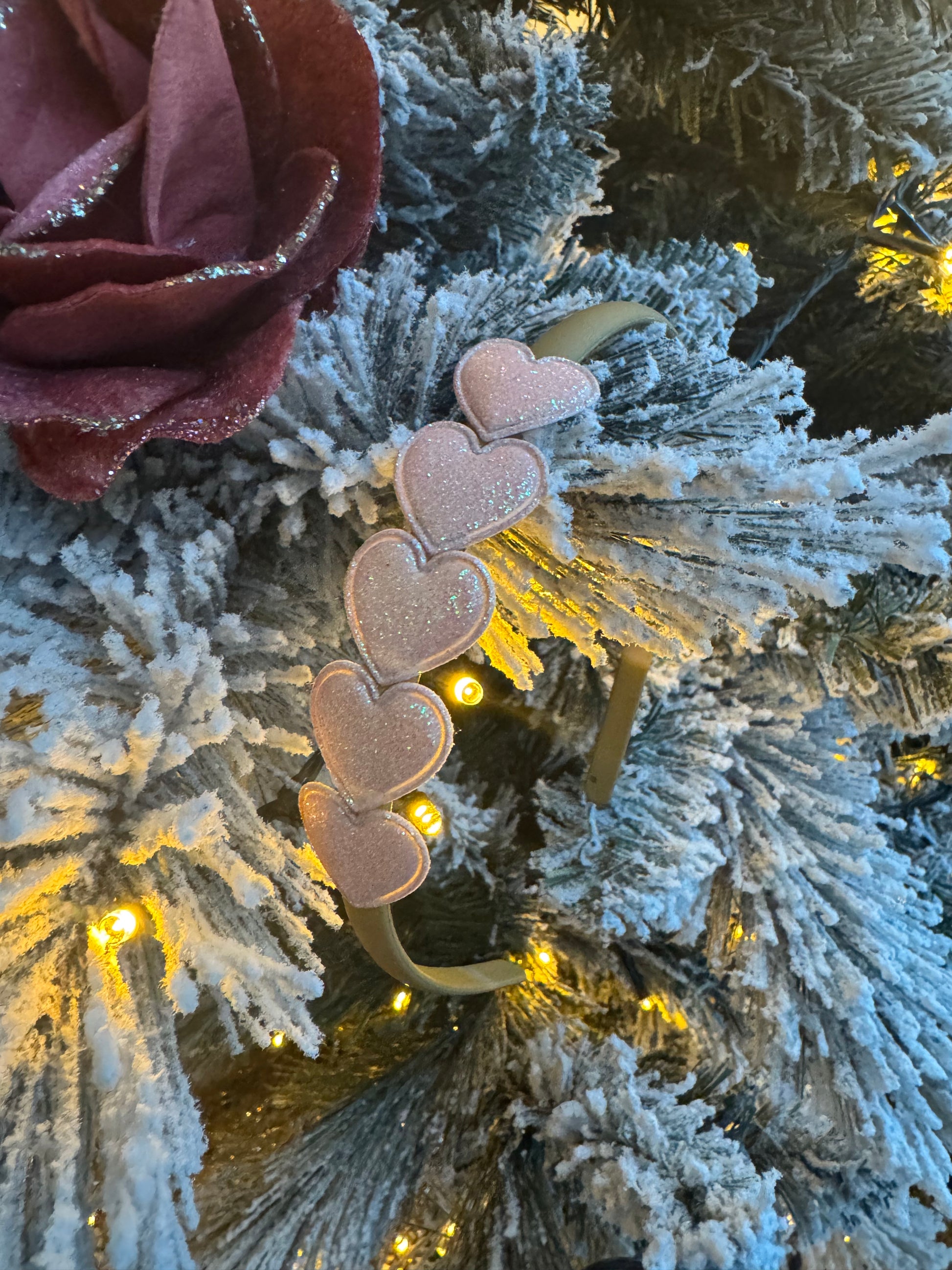 diadeem glitter kerst hart hartjes goud rood roze haarband haarbandje