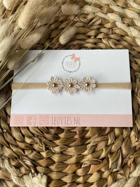 haarbandje bloem daisy goud pareltje