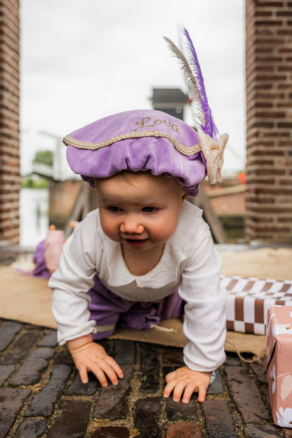 Pietenmuts (met naam) – Luxe lila met strik | Leuvies