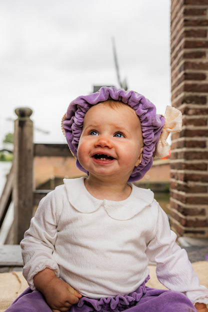 Pietenmuts (met naam) – Luxe lila met strik | Leuvies