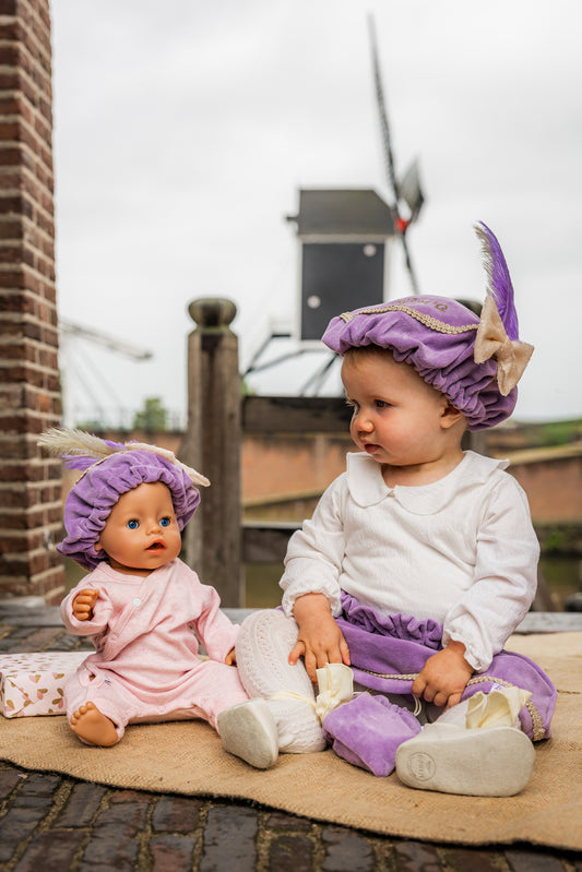 Pietenmuts (met naam) – Luxe lila met strik | Leuvies