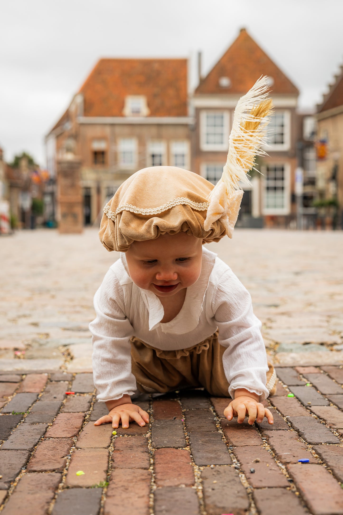 (personalized) pieten hat beige with bow