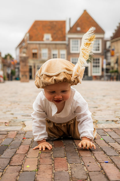 (personalized) pieten hat beige with bow