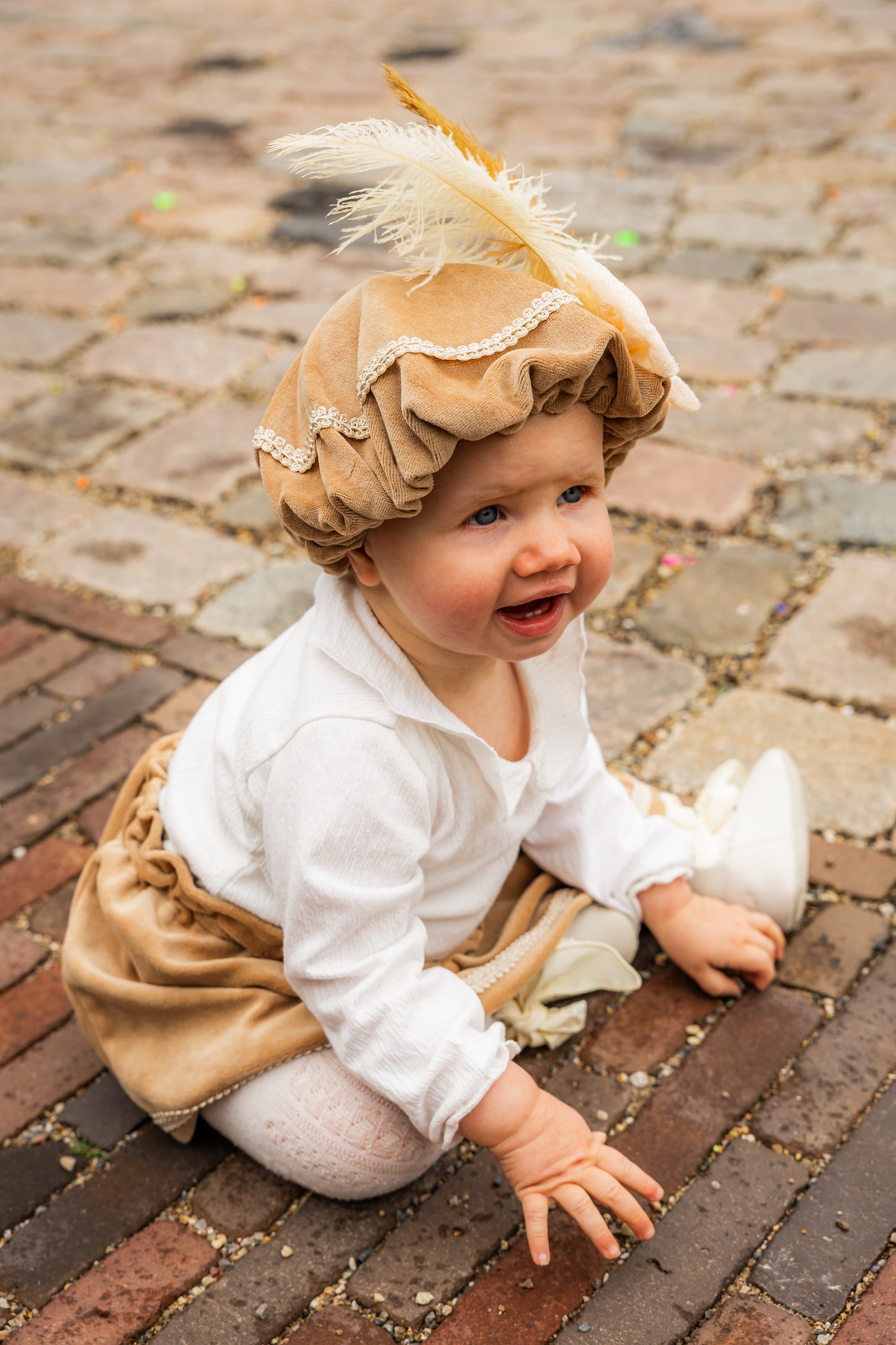 (personalized) pieten hat beige with bow