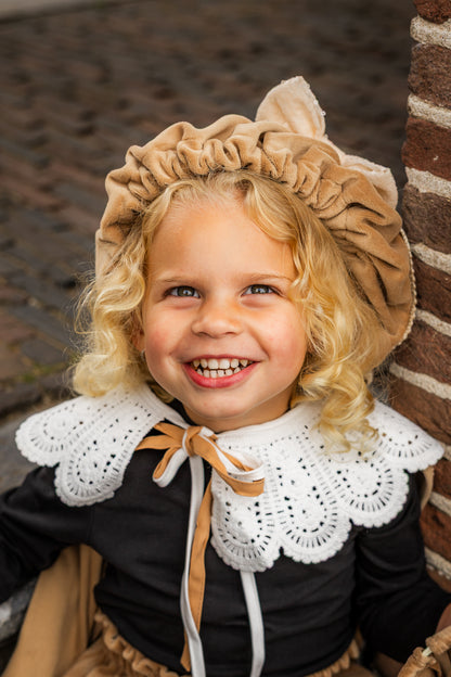 (personalized) pieten hat beige with bow