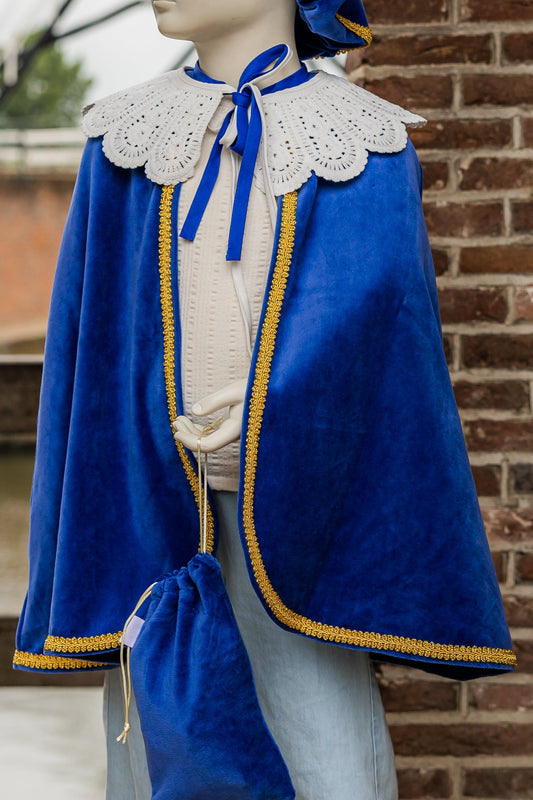 Luxe pietencape kobalt blauw – one‑size (excl. kraag) | Leuvies