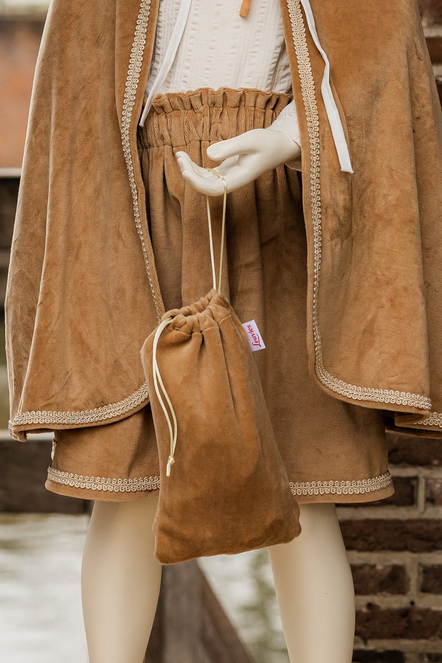 luxe pietenrokje rokje beige bruin nicky velours fluweel verstelbaar